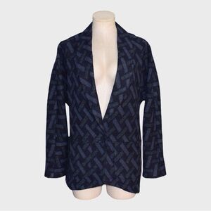 Catherine Malandrino Navy Patterned Blazer with Dolman Sleeves